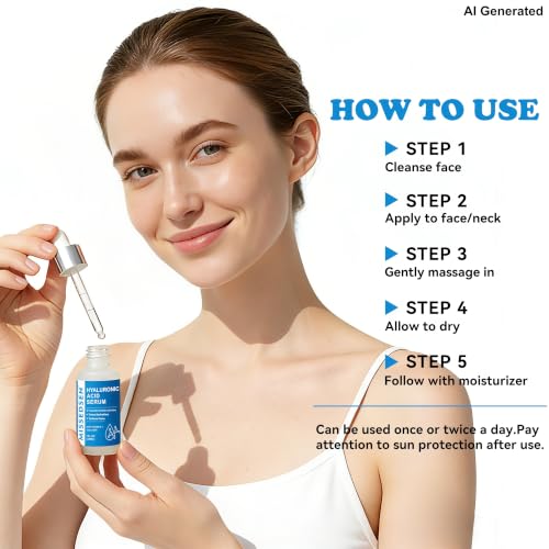 Hyaluronic Acid Serum with Collagen Vitamin E Oil, 1Fl oz - Product Imagery