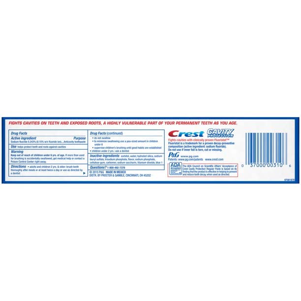 Crest Toothpaste 8.2 Ounce Cavity Protect 5-Pack - Product Imagery