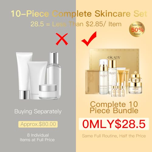 10-Piece Complete Skin Care Set for Women-Hydrating Facial Kit - Product Imagery