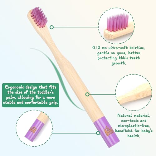 Kids Bamboo Toothbrushes, BPA-Free Soft Bristles, Eco-Friendly - Product Imagery