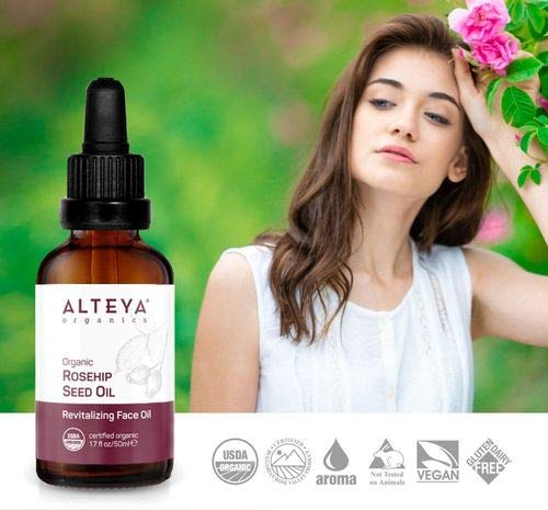 Alteya Rosehip Seed Oil USDA Certified Organic Face Oil, 1.7 Fl - Product Imagery