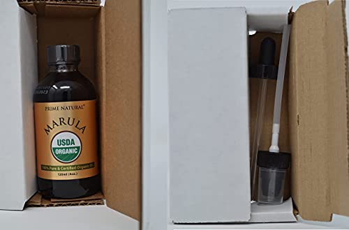 PRIME NATURAL Organic Marula Oil, Pure, Cold Pressed, USDA - Product Imagery