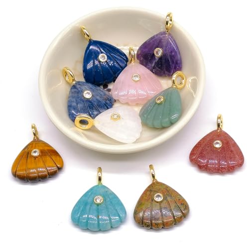 Natural Healing Crystal Carved Shell Stone Pendant Zircon - Product Imagery