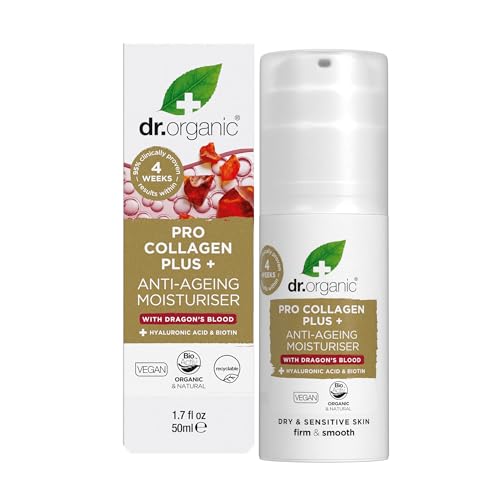 Dr. Organic Pro Collagen Plus + Anti-Ageing Moisturiser with Dragon’s Blood | Reduces Wrinkles, (Dry & Sensitive Skin) N