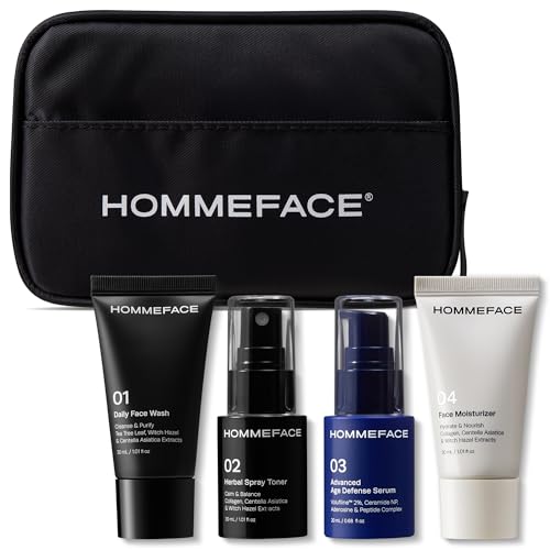 HOMMEFACE Men's First Class Skincare Essentials Travel Kit, 5ct. - Product Imagery