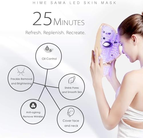HIME SAMA LED Face Mask – 7 Color Light Mask for Face and Neck, - Product Imagery