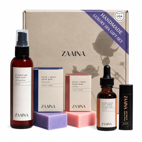 ZAAINA Spa Gift Set for Her, Relaxing Christmas & Birthday Gifts for Women – Lavender, Lemongrass, Rose, Peppermint, Van