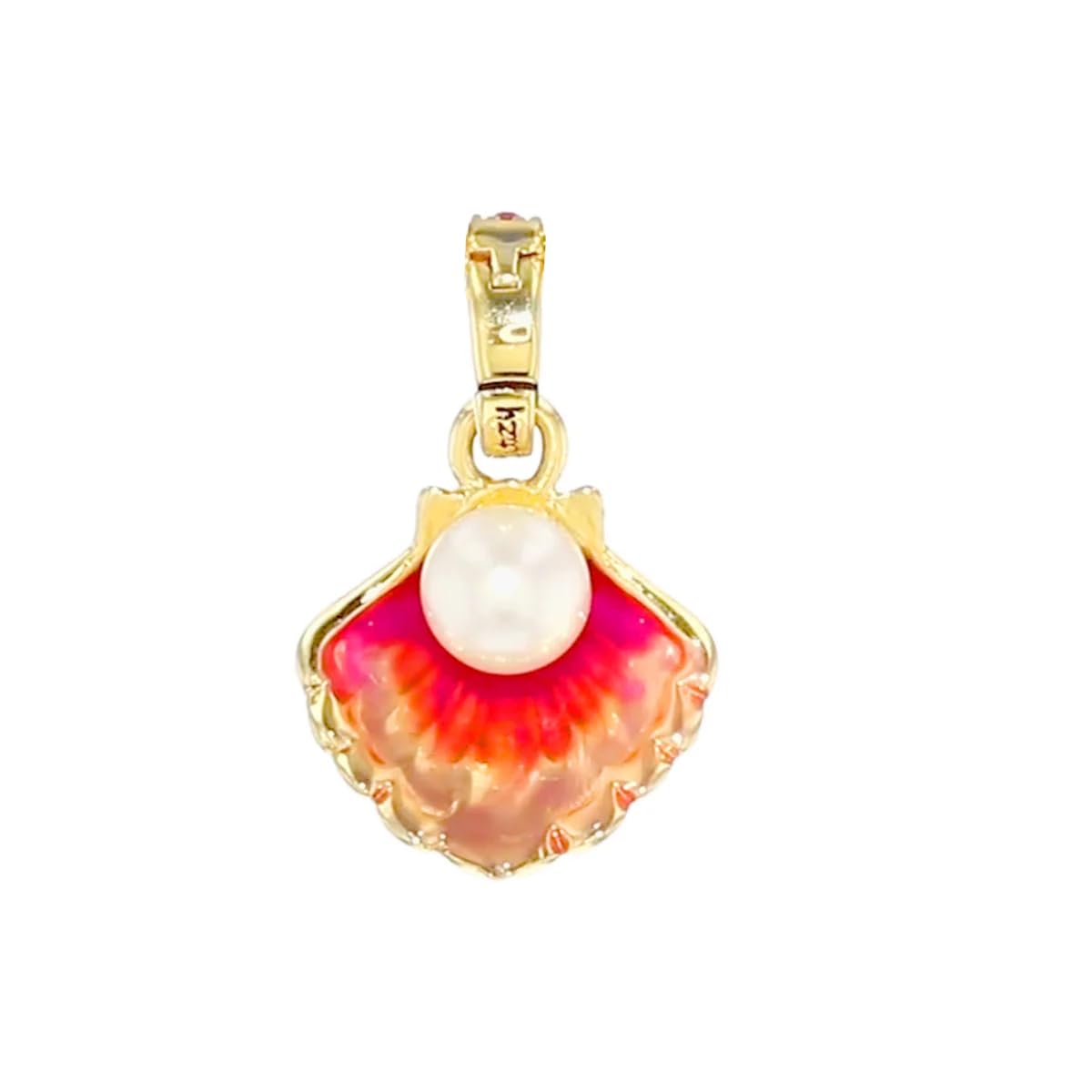 Ritzy Couture by Esme Hecht Pastel Scallop Shell with Pearl Enhancer Charm Necklace with 16" Chain by Ritzy Couture 