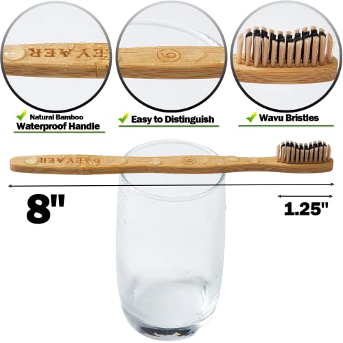 20 Count Bamboo Toothbrushes (Soft+Medium), Natural Wood - Product Imagery