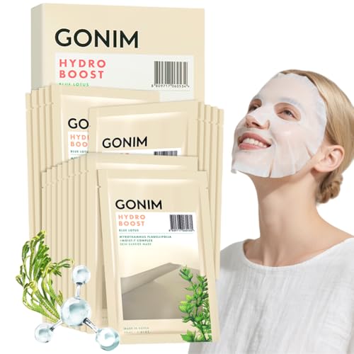 GONIM Korean Face Mask, Hydrating Face Mask with Hyaluronic Acid, Vitamin C – Alcohol Free, Dye Free, Mineral Oil Free, 