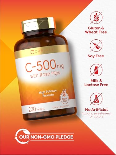 Carlyle Vitamin C 500mg | with Rose Hips | 200 Tablets - Product Imagery