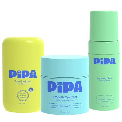 Pipa Skincare Daily 1-2-3 Routine Set - Clean Skin Care Bundle for Kids - Hydrating & Nourishing Tween Skincare Set with