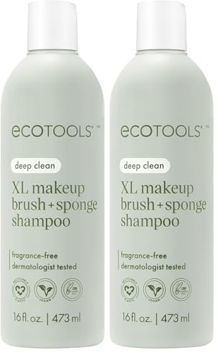 EcoTools XL Makeup Brush Sponge Shampoo, Removes Dirt, & Impurities From Makeup Brushes & Blending Sponges, Fragrance-Fr