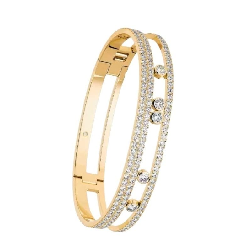 18K gold-plated double-layer diamond bracelet for women, light luxury and versatile crystal bracelet that does not fade,