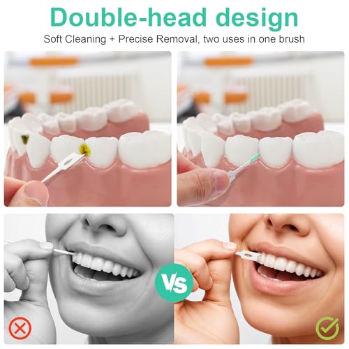 Dental Floss Picks, 200 Count, Soft Rubber Brush Head, - Product Imagery