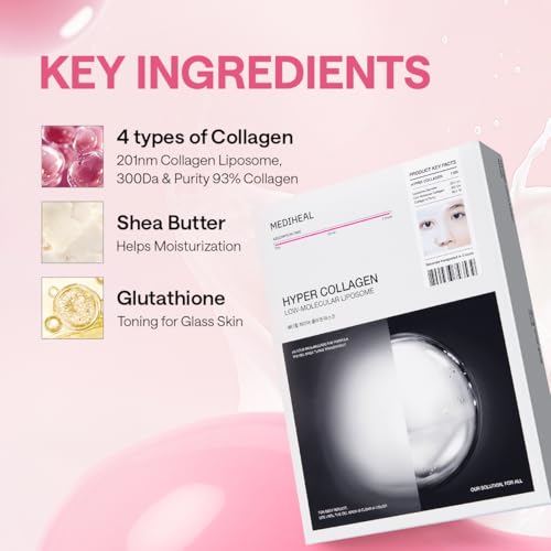 MEDIHEAL Hyper Collagen Mask (4 ea) for Plumping & Elasticity - Product Imagery