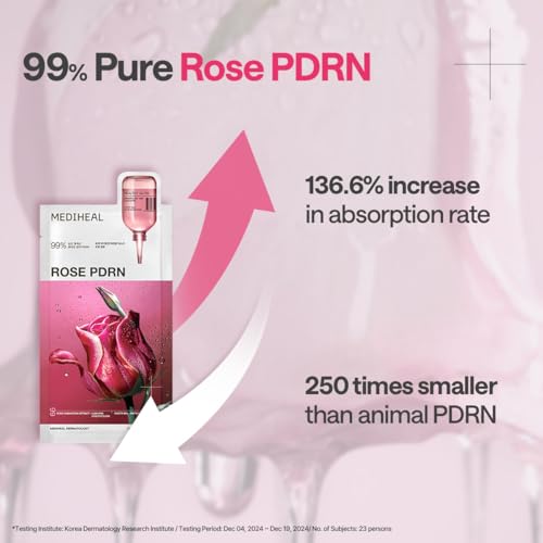 MEDIHEAL Rose PDRN Essential Face Sheet Mask, Healthy Glow (10ea) - Product Imagery