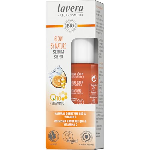 lavera Glow by Nature Serum - Face Serum with Q10 & Vitamin C for a Radiant Complexion - Moisturizing Facial Serum - Ant
