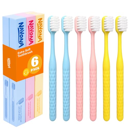 Navona 6 Pack Extra Soft Toothbrushes for Adults, Soft Bristle - Product Imagery