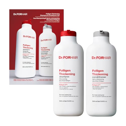 Dr.FORHAIR Folligen Thickening Shampoo & Conditioner Set 16.9 fl oz *2 – Sulfate Free, Floral, 16.9 fl oz *2