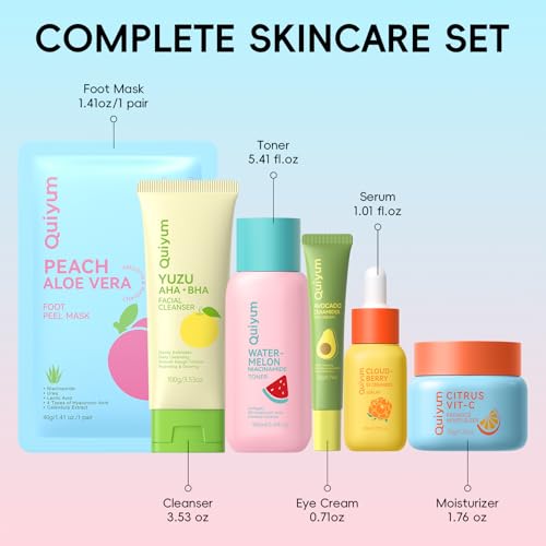 QUIYUM Fruit Skincare Gift Set - 10-in-1 Glow Routine + Cute - Product Imagery