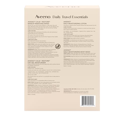 Aveeno Daily Travel Essentials Gift Set, 4 items - Product Imagery