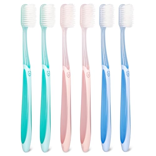 Extra Soft Toothbrush 6-Pack, Regular Head (3 Colors - 2 Each) - Product Imagery