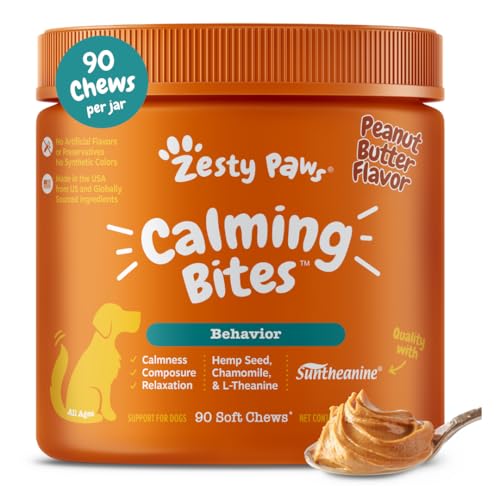 Zesty Paws Calming Chews for Dogs - Dog Calming Supplement, PB, - Product Imagery