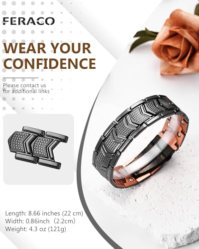 Feraco Copper Bracelet for Men Magnetic Therapy Bracelet Jewelry - Product Imagery