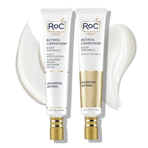 RoC Retinol Correxion Deep Wrinkle Facial Moisturizer Skin Care Bundle: Retinol Correxion Deep Wrinkle Night Cream + Dee