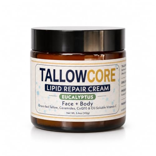 TALLOWCORE Lipid Repair Cream – Waterless Grass-Fed Tallow Moisturizer with Ceramide NP, CoQ10 & Oil-Soluble Vitamin C –
