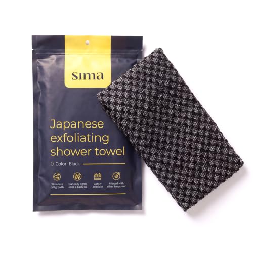 Sima Brand Exfoliating Washcloth Face & Body Scrub Towel - Japanese Exfoliating Towel with Hexagon Fibers, Body Scrubber