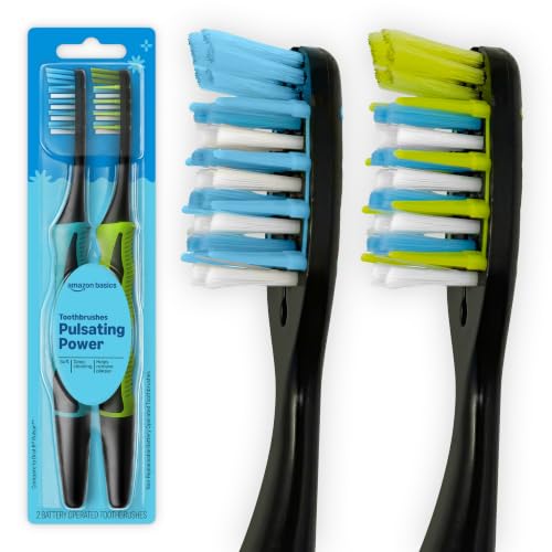 Amazon Basics Soft Toothbrushes for Adults - Pulsating Deep - Product Imagery