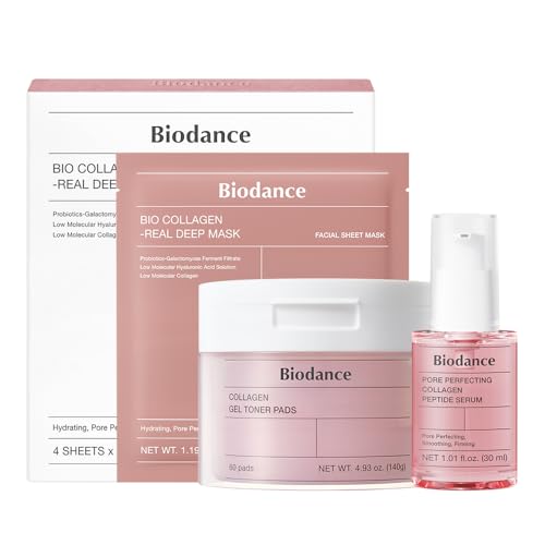 BIODANCE Collagen Pink Glow Trio: Collagen Real Deep Mask & - Product Imagery