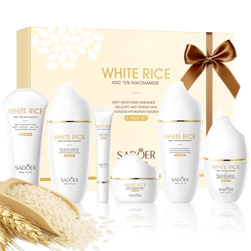 FOR SADOER Rice Niacinamide Skincare Set - 6 Piece Firming - Product Imagery