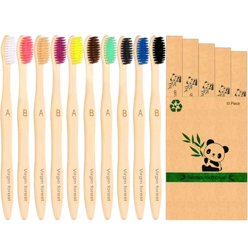 Virgin Forest Bamboo Toothbrushes 10pk, Soft BPA Free - Product Imagery