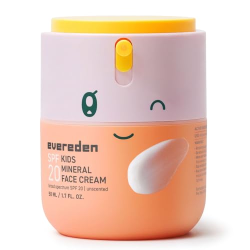 Evereden Kids Mineral Face Cream SPF 20, Dermatologist-Tested, Zinc Oxide – Fragrance Free, Unscented, Vegan, Kids Face 