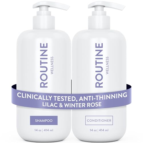 Routine Wellness Anti-Thinning Shampoo & Conditioner - Lilac & Winter Rose – Gluten Free, Paraben Free, Phthalate Free, 