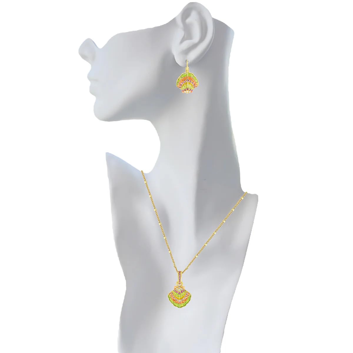 Ritzy Couture by Esme Hecht Pastel Scallop Shell with Pearl Enhancer Charm Necklace with 16" Chain by Ritzy Couture 