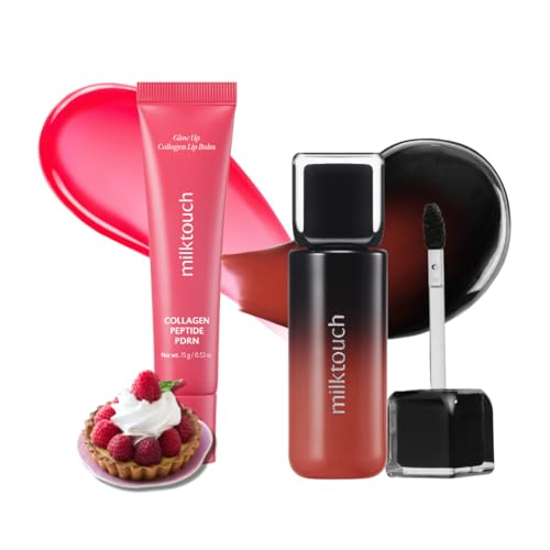 MILKTOUCH [Summer-proof Lip Combo] Black Peel Off Lip Tattoo #04 Black Apricot + Collagen Lip Balm #Berry Tart – Black A