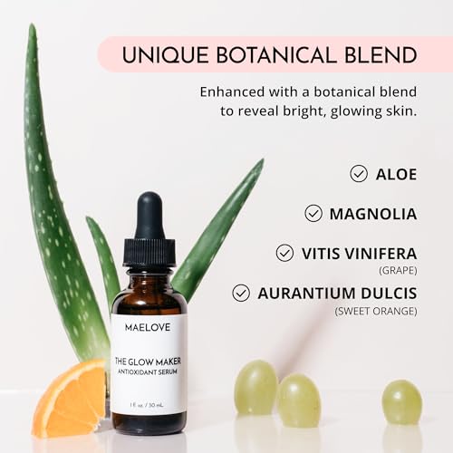 MAELOVE Glow Maker Vitamin C Serum with Vitamin E & Ferulic - Product Imagery