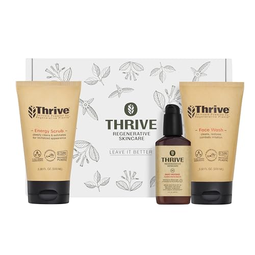 Thrive Natural Care Vacation Skin Care Set - Face Scrub, SPF30 and Face Wash - Vegan & Cruelty Free – Light scent from e