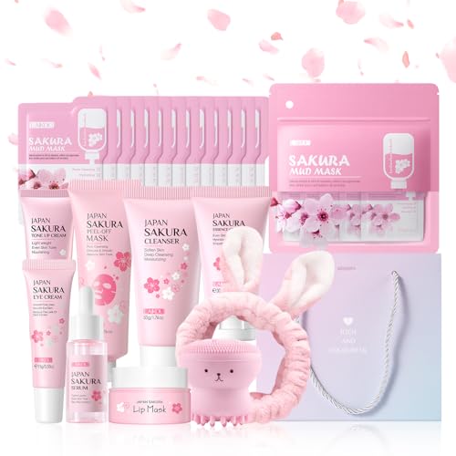 LAIKOU Sakura Skincare Set for Teen Girls, Complete Face Care - Product Imagery