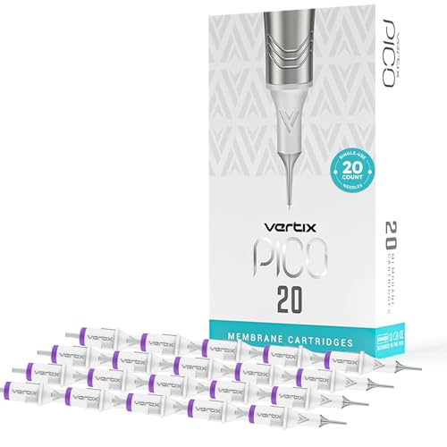 Vertix - Pico Membrane Cartridge Needles - 9 Magnum - 0.25mm Long Taper - Maximize Ink Flow & Saturation (20 Count)