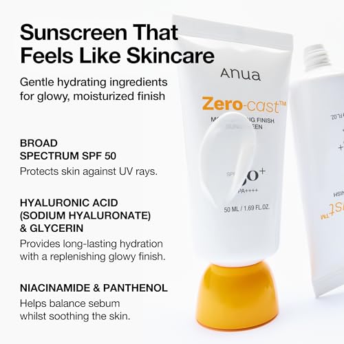 Anua Zero-Cast Moisturizing Sunscreen SPF 50, 1.69 fl oz - Product Imagery