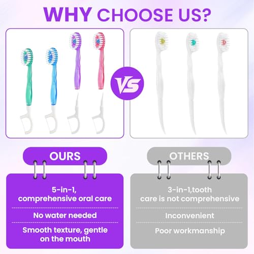 48 Pack 5-in-1 Mini Toothbrush Disposable, Prepasted Toothbrushes - Product Imagery