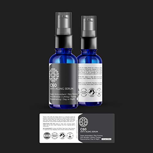 C60 Anti-Aging Face Serum 30ml with Hyaluronic Acid, Plant Stem - Product Imagery