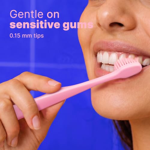 Extra Soft Bristle Toothbrushes for Adults, 4-Pack, Pink - Product Imagery