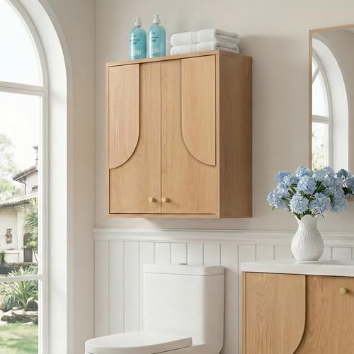 VANIRROR Wood Wall Mount Medicine Cabinet Bathroom Storage with - Product Imagery
