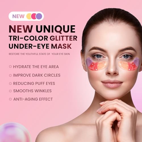 AILEORY Under Eye Patches (24 Pairs) - Tri-color Glitter Eye Gel - Product Imagery